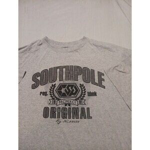 Southpole Shirt Mens 3XL Grey Short Sleeve Spellout Baggy Skater Streetwear